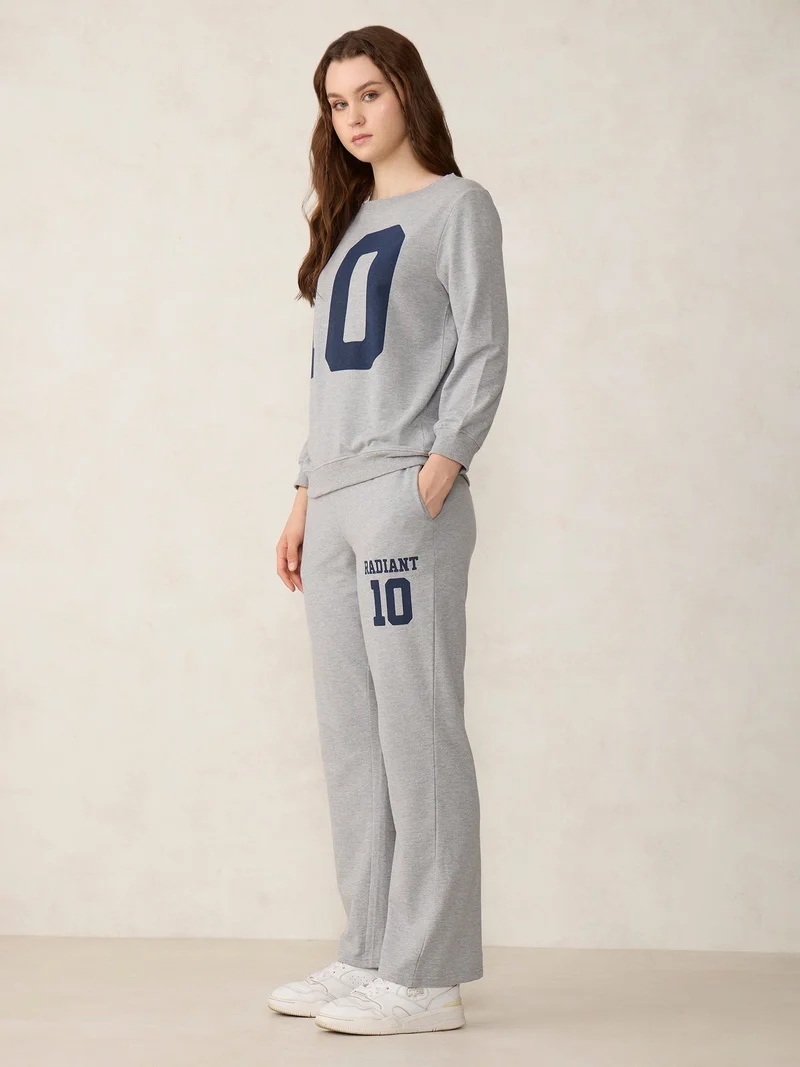 Outzidr  Grey Broad Neck Sweatshirt And Bottom Co-Ord for Women | Best Price UAE
